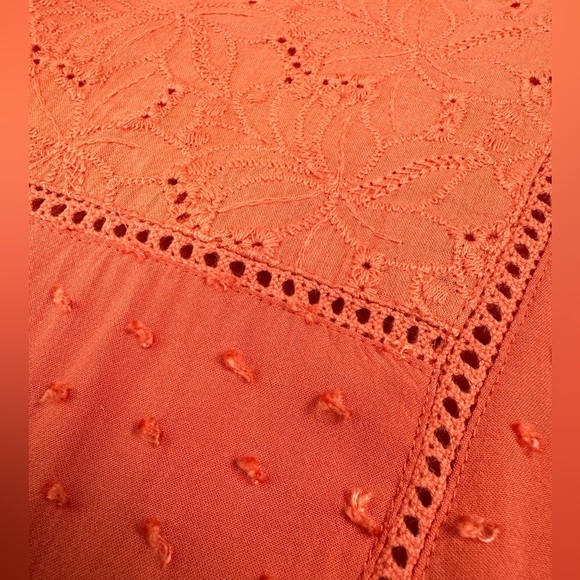 Sundance Ruffle Swiss Dot Eyelet Susannah Blouse Orange - Picture 8 of 8